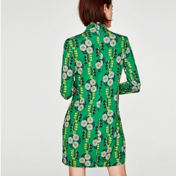 ZARA•NWOT Green Draped Casual Dress - Picture 3 of 11